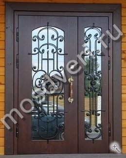 Входная двустворчатая стальная дверь со стеклом - купить от производителя Мосдвери Входная двустворчатая стальная дверь со стеклом